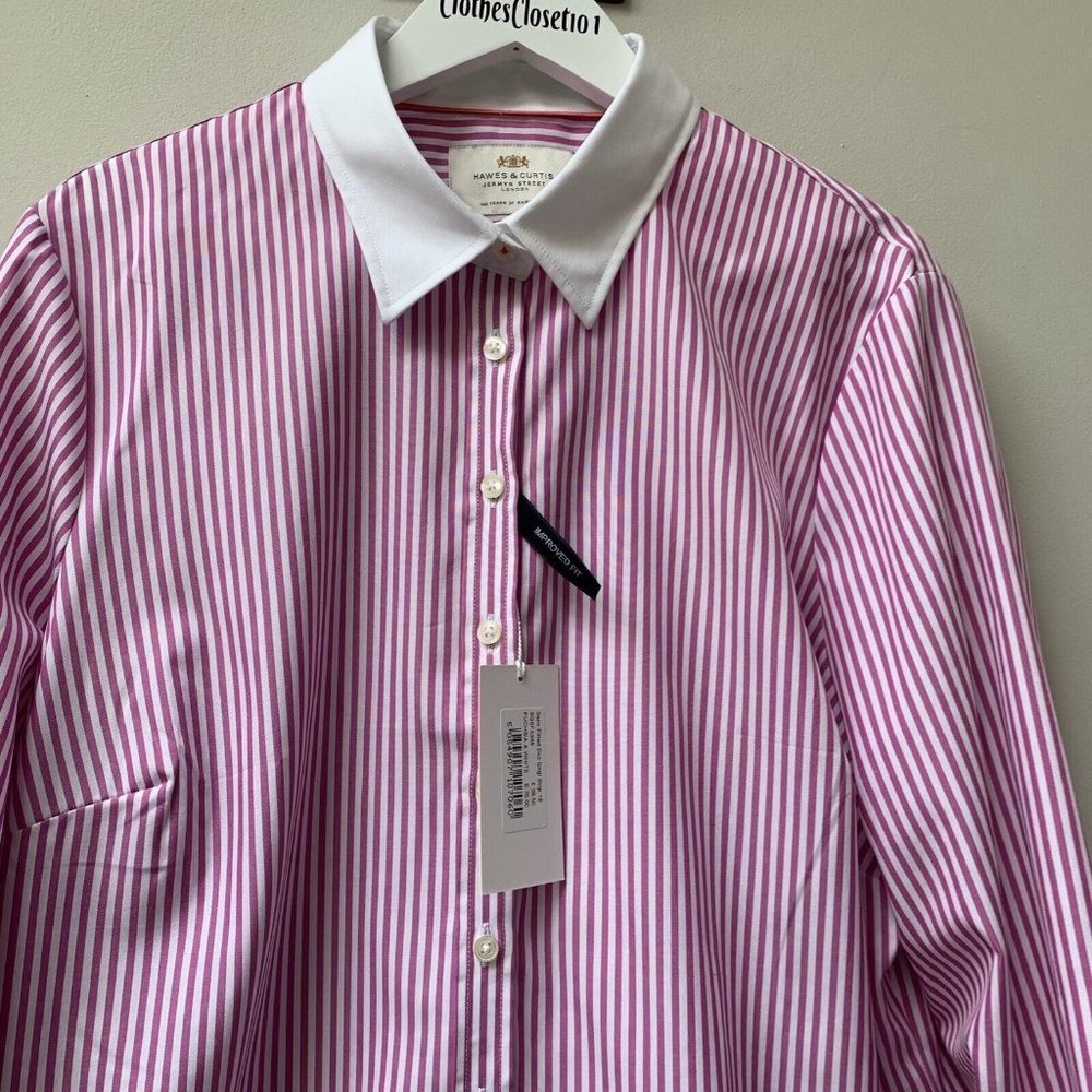 Hawes & Curtis Ladies Shirt Blouse Size 18 Pink Stripe Semi Fitted *NEW* - Picture 13 of 13